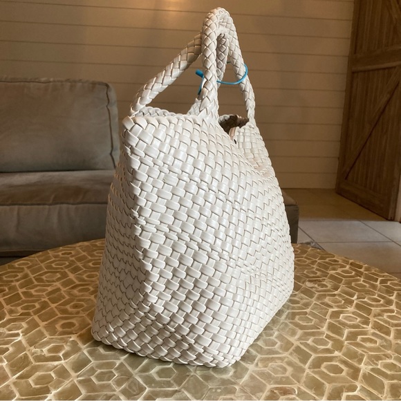NEW!  Jinmanxue Women Vegan Leather Hand-Woven Tote Handbag in ‘creamy white’ - Picture 4 of 10
